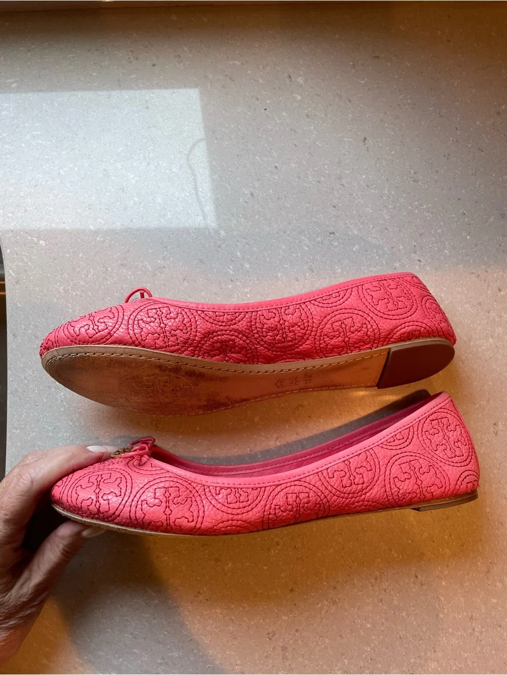 Tory Burch Chelsea Stitched Logo Flats | Rose Petal